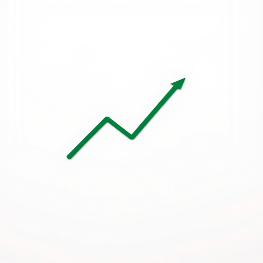 generate a clean and modern upward trend graph icon in dark green color on a white background with a high-resolution DSLR camera using a 50mm lens at f/2.8, ISO 100, and 1/200s shutter speed for sharp detail and vibrant colors.