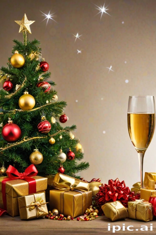 Festive Christmas Scene with a Beautiful Tree and Sparkling Gifts