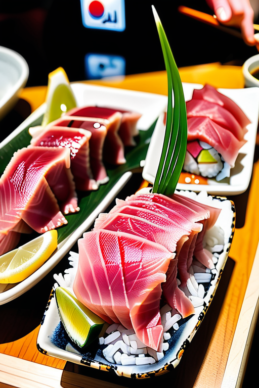 tuna at a sushi bar
