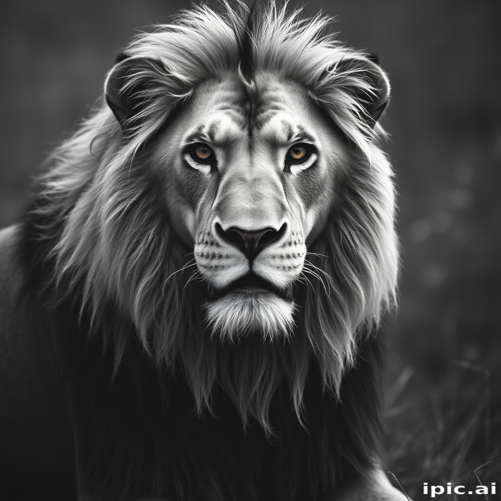 lion black and white