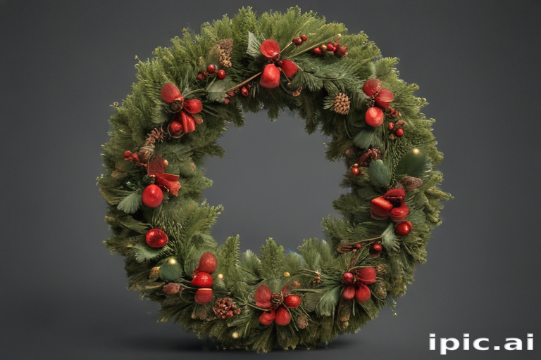Beautifully Crafted Christmas Wreath Adorned with Red Berries and Pine ...