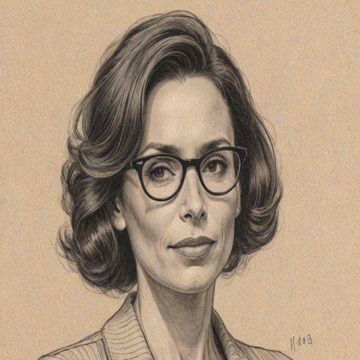 Fetching Minnie Driver, pencil sketch, portrait of Comely woman 1952s in glasses, hair style beatnik, outline, clear lines, fine lines, 8k