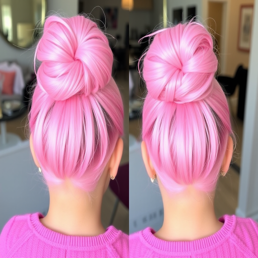 Playful bubblegum pink space buns, known as "Cotton Candy Dreams," feature a fun and youthful style with pastel pink hues and a touch of glitter