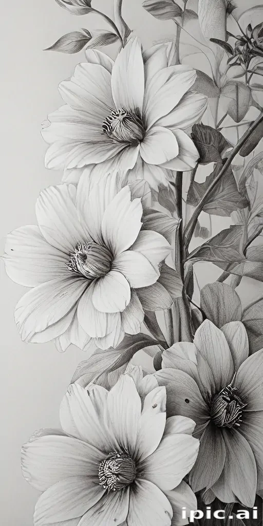 pencil drawn flowers