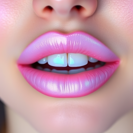 Iridescent pastel pink lips, christened "Unicorn Dream," offering a multichromatic shift and a playful, ethereal appearance for whimsical styles