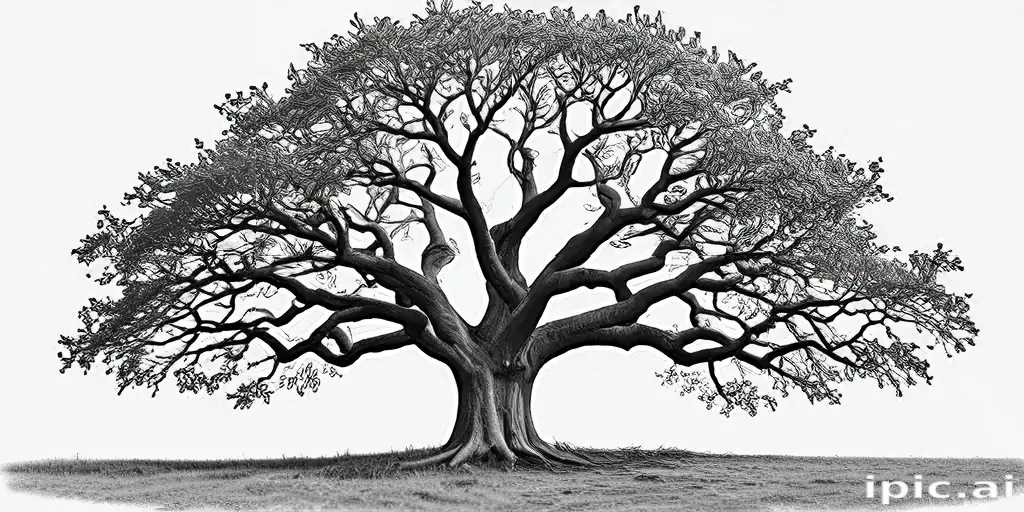 oak tree clipart black and white