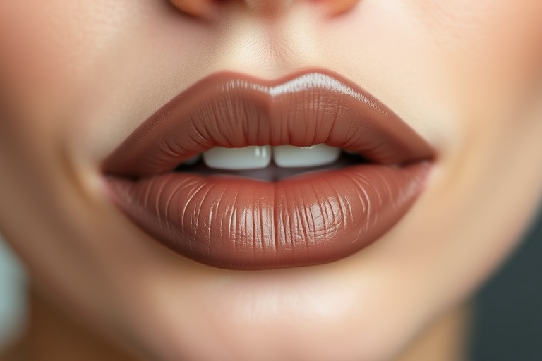 Sophisticated Taupe Whisper lip shade presenting a neutral brownish-gray tone, velvety texture, and blurring effect, perfect for achieving a polished and refined appearance