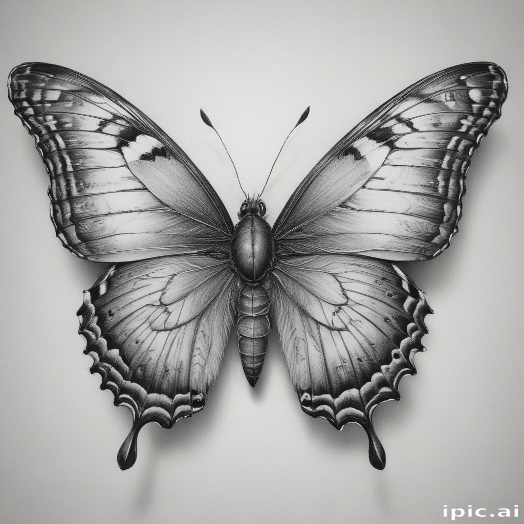 A Stunning Black and White Illustration of a Beautiful Butterfly