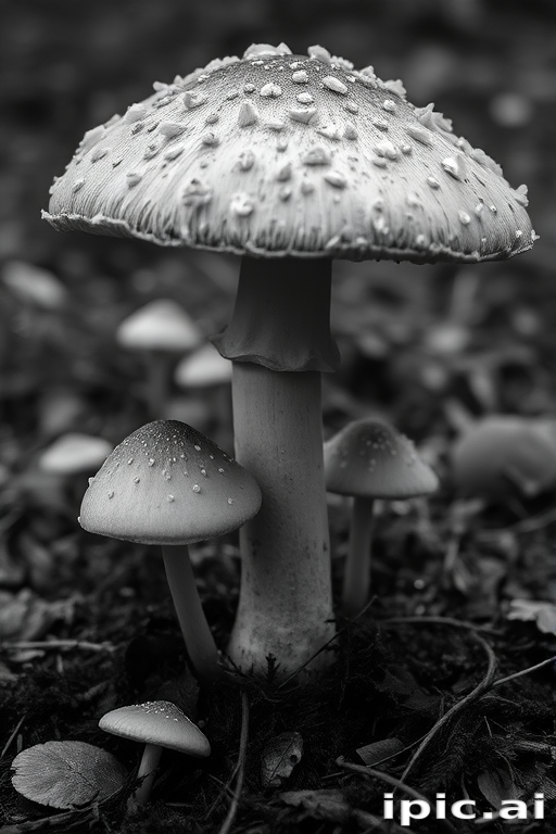 mushroom black and white