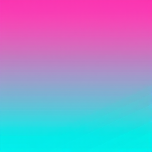 Create a smooth gradient background transitioning from vibrant pink at the top to a soft turquoise at the bottom with diagonal streaks for added depth.
