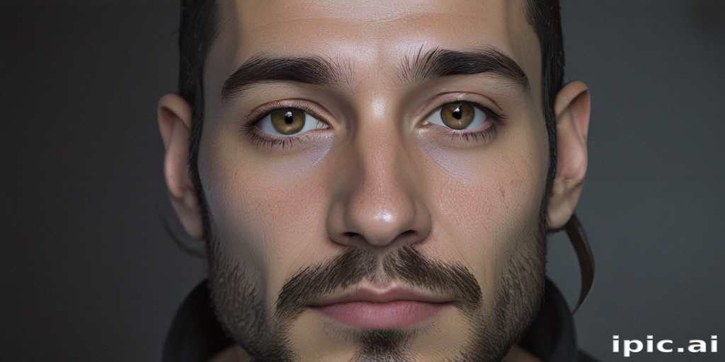 Realistic Portrait of a Young Man with Striking Green Eyes