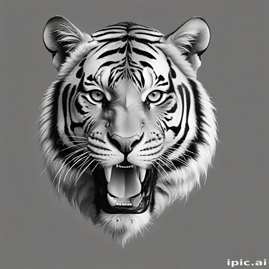 tiger clipart black and white