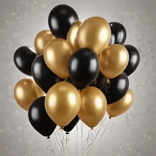 black and gold balloons png