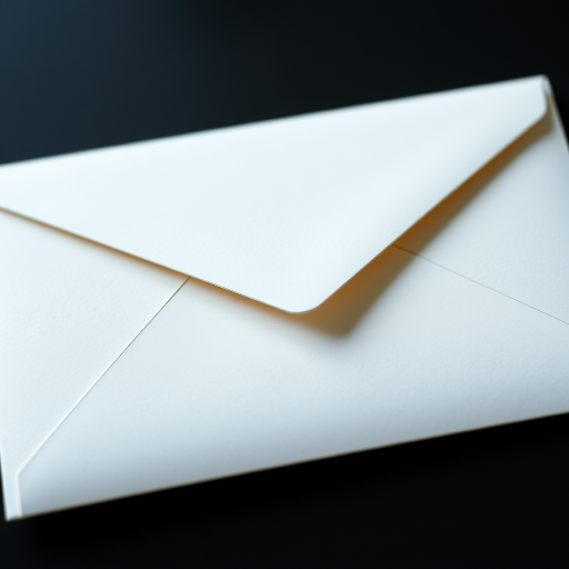 Generate a high-resolution image of a simple envelope, shot with a DSLR camera at f/2.8 aperture, 1/200 shutter speed, ISO 100, using a close-up view with soft lighting for enhanced clarity.