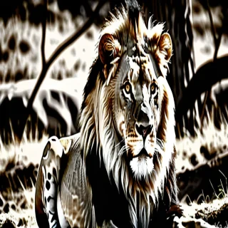 lion black and white