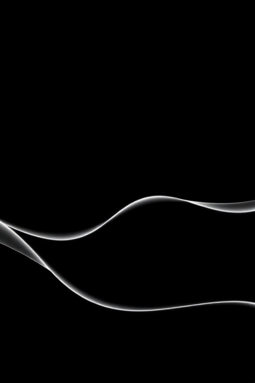 Create a high-resolution image of an abstract design featuring wavy white lines on a solid black background, captured with a DSLR camera using a 50mm lens, aperture set to f/1.8, ISO 100, and a shutter speed of 1/200 sec, with a soft focus effect to enhance depth and contrast.