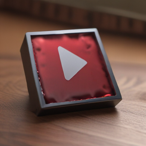 Creative YouTube Play Button Award Displayed on a Wooden Surface