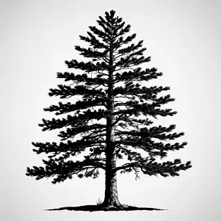 black and white pine tree clipart