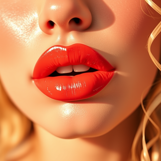 Vibrant coral lips with a satin sheen, full and voluptuous, capturing the essence of summer and youth, radiating warmth and energy