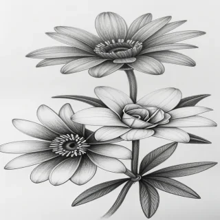 flower pencil drawing