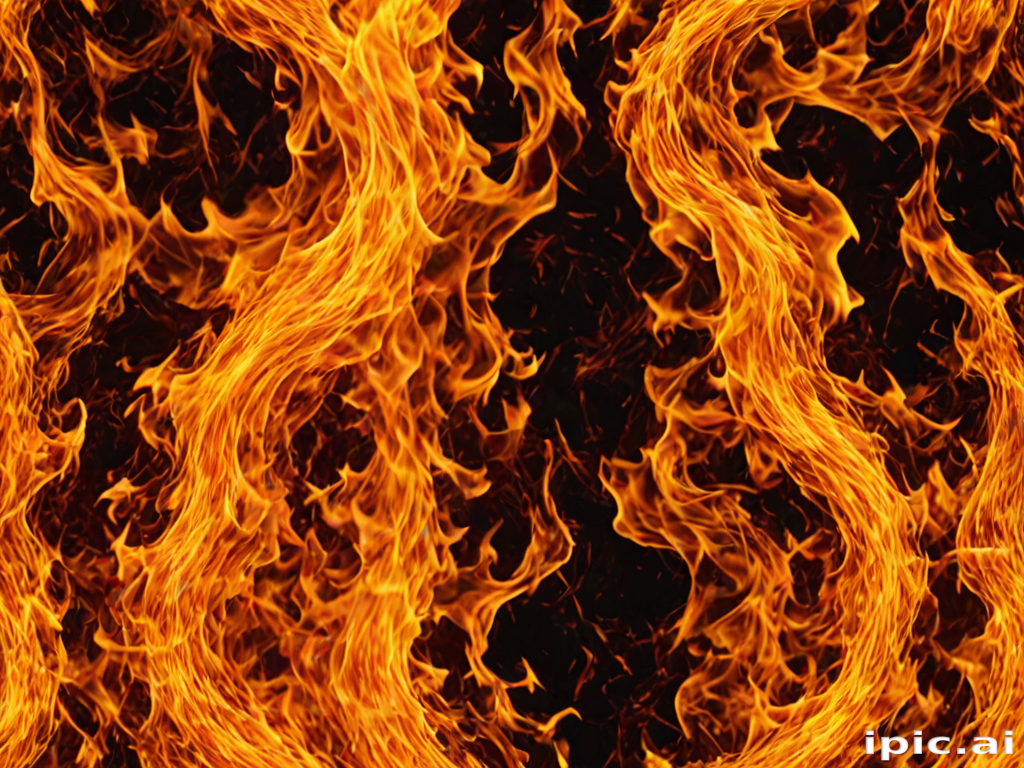 Dynamic Swirls of Bright Orange Flames Dancing Against a Dark Background
