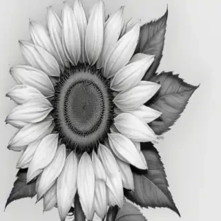 clip art sunflower black and white