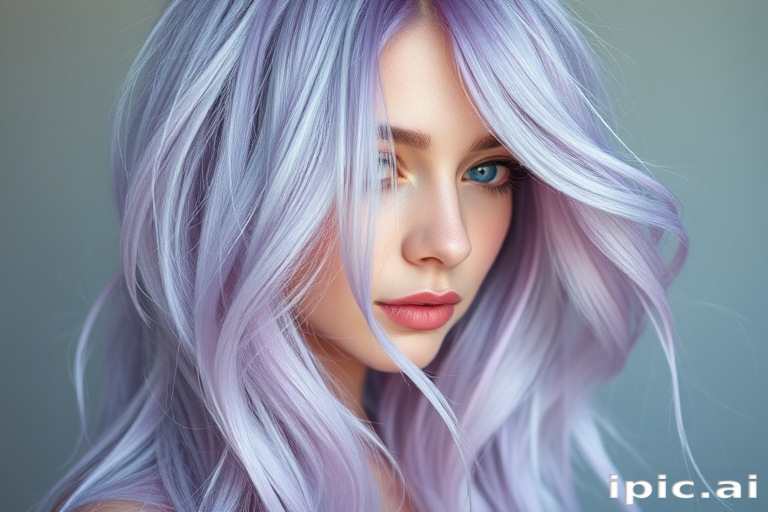 Ethereal pastel lavender locks in the "Twilight Dream" style flow ethereally, accented by silvery undertones and soft, face-framing tendrils