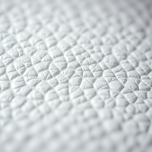 Create a highly detailed close-up image of textured white leather with soft lighting, using a DSLR camera at f/8 aperture, ISO 100, 50mm lens, shoot in macro mode to enhance texture clarity.