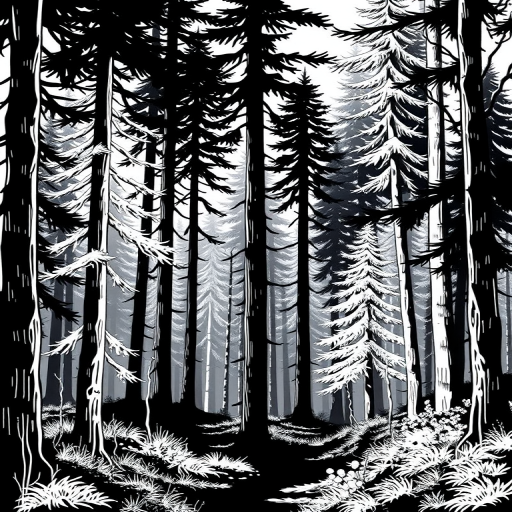 forest clipart black and white
