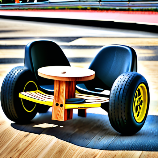 A kart for 2 persons seating made of wood