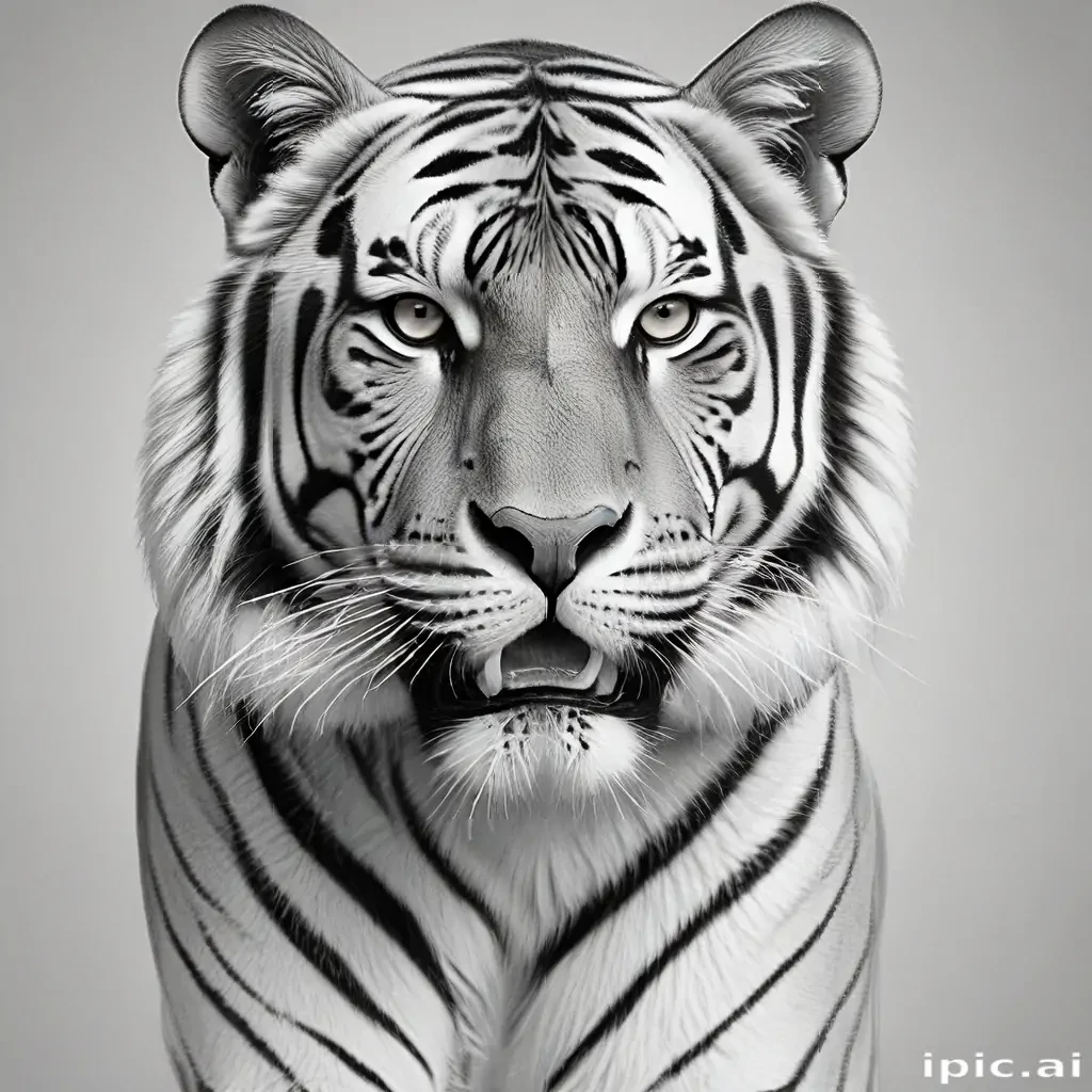tiger clipart black and white