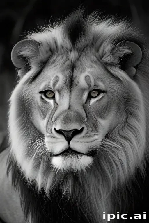 lion black and white