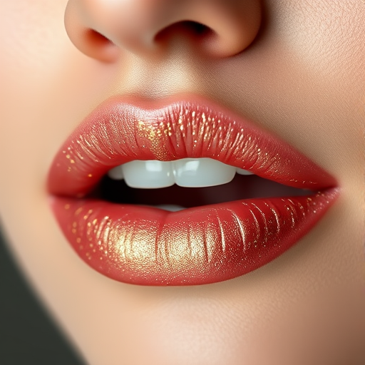 Sophisticated "Champagne Frost" lip topper designed to add a touch of glamour to any lip color, featuring ultra-fine gold and silver particles for a luxurious, multidimensional effect