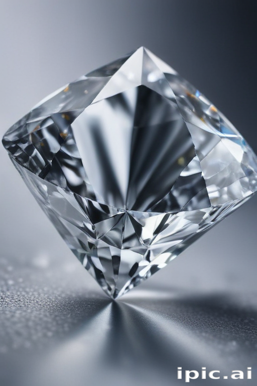 Stunning Close-Up of a Sparkling Diamond on a Reflective Surface