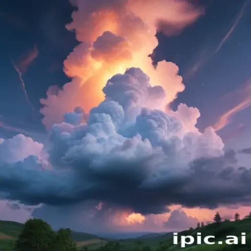 Majestic Sunset Over Rolling Hills with Towering Clouds Illuminated by ...