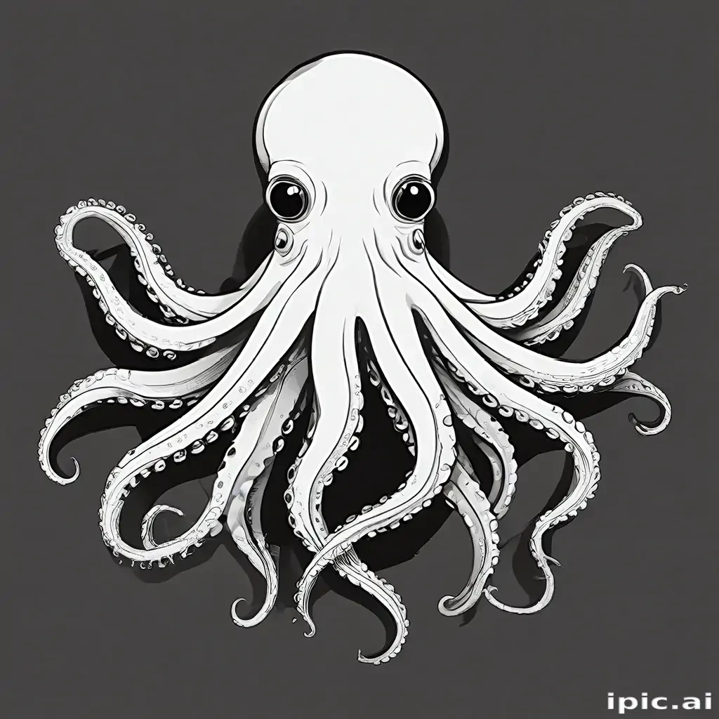 octopus clipart black and white