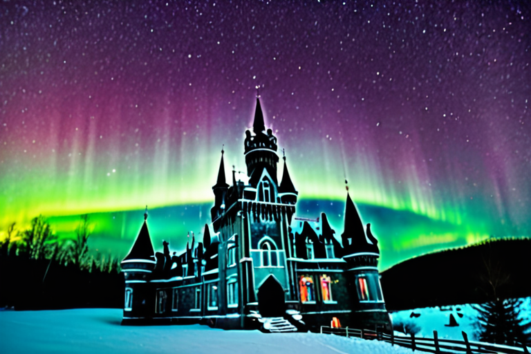 a battered but nostalgic winter castle in some very scary dark haunted ...