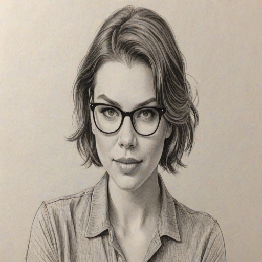 Magnificent Lauren Cohan, pencil sketch, portrait of Delightful woman 1951s in glasses, hair style beatnik, outline, clear lines, fine lines, 8k
