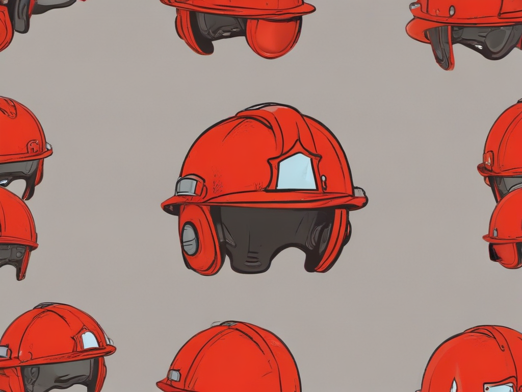 A Cartoon Of A Fire Helmet, In Red Color