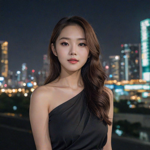 asian woman, korean idol, wrap blouse, night background, selfie, detailed background
