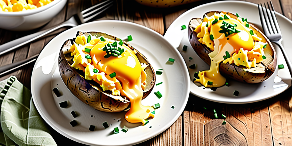 baked potato with scrambled eggs