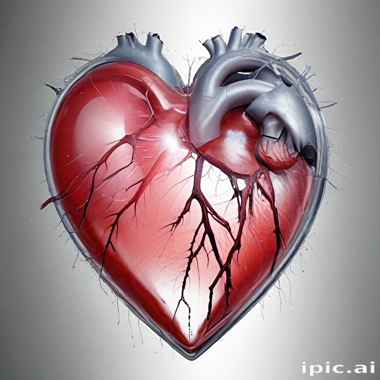 Intricate 3D Rendering of a Heart with Detailed Vascular Structures