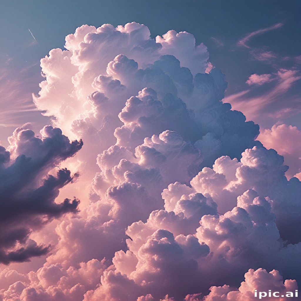 Majestic Pink and Purple Clouds Illuminated by the Setting Sun Sky