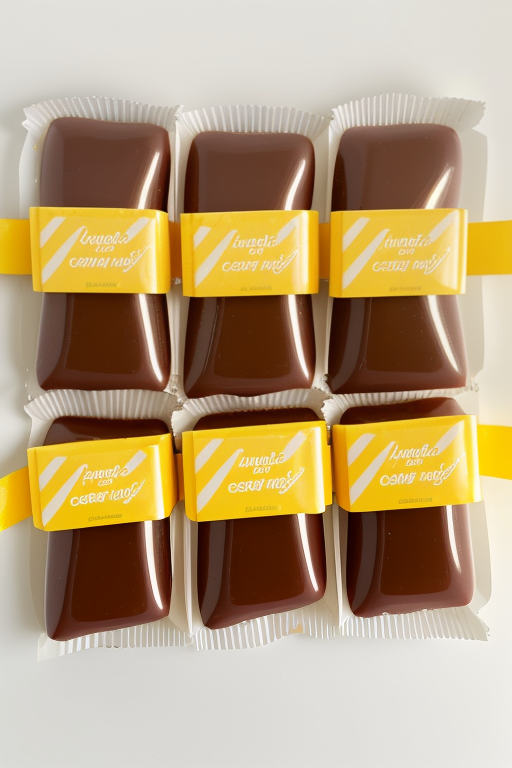 candy coated caramels in a yellow package