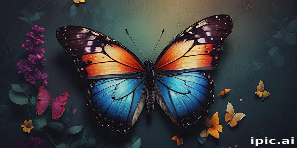 Vibrant Butterfly Displaying Stunning Colors Amidst a Floral Background