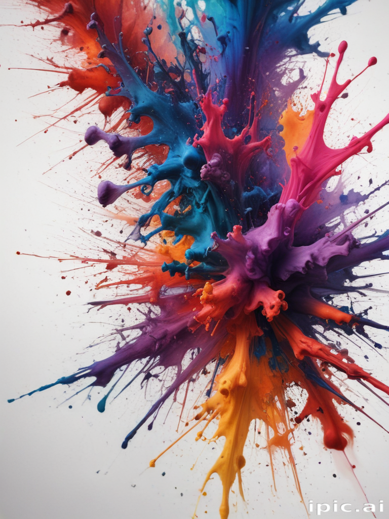 Vibrant Explosion of Colorful Paint Splashes Creating a Dynamic Art Piece