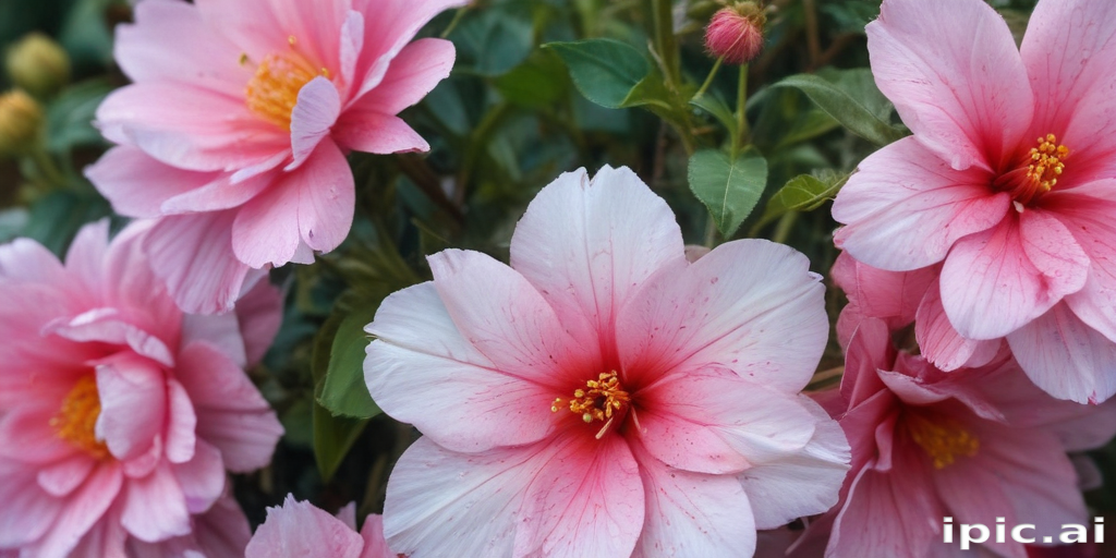 Beautiful Pink Flowers Blooming Vibrantly in a Lush Green Garden Setting