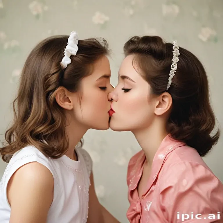 two girls kissing