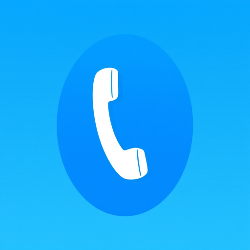 Create a high-resolution vector graphic of a blue circular icon featuring a white telephone receiver at the center, with a smooth gradient background, using a Canon EOS 5D Mark IV camera, ISO 100, aperture f/8, and a focal length of 50mm for optimal clarity and detail.