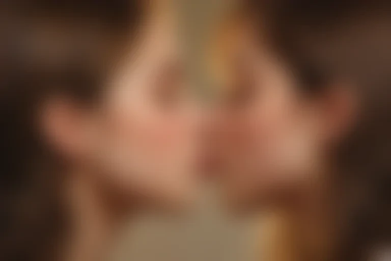 two girls kissing